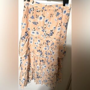 Ann Taylor Peach Pastel Floral Tiered Flounce Maxi Skirt Size